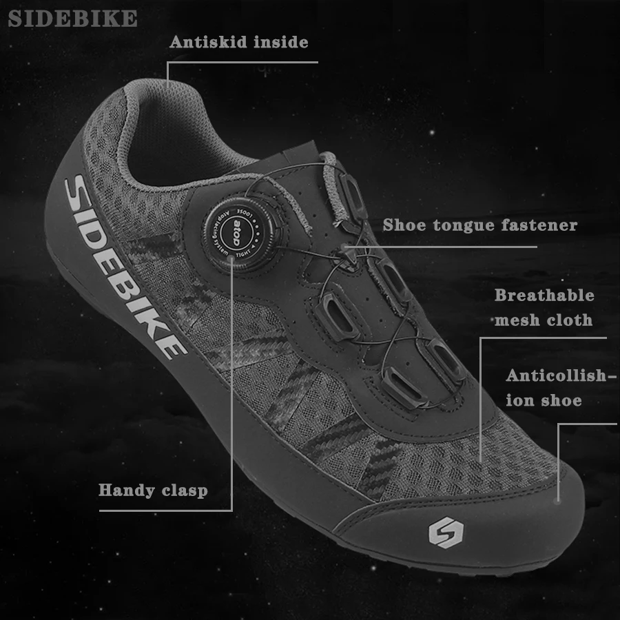 SIDEBIKE Cycling Bike Bicycle Shoes man Sneaker Breathable Outdoor Sport Professional Road Bicycle Shoes Non-Slip No-Lock Shoes