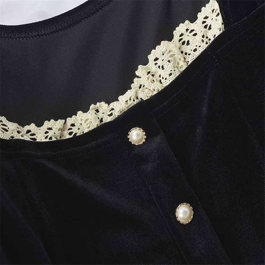 Женская винтажная бархатная футболка черная Элегантная укороченная Футболка во