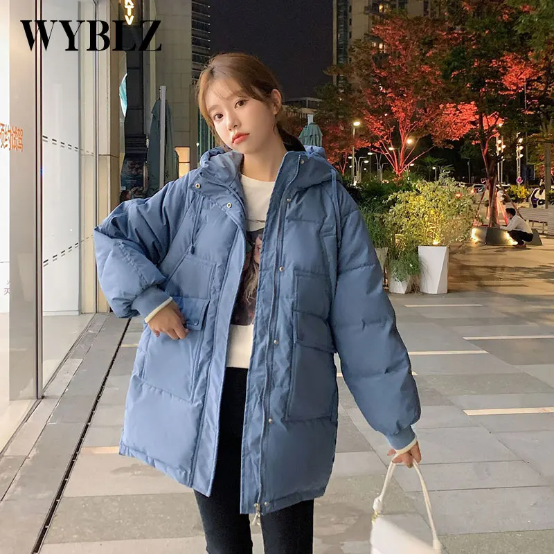 Womens Clothing Winter Coat Loose Thicken Warm Midi Jacket Korean Sweet Slim Padded Female Parkas High Quality Cotton Jackets