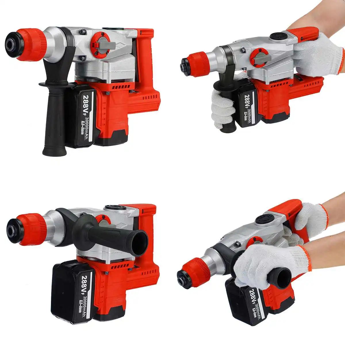 

288VF Rechargeable Brushless Cordless Rotary Hammer Drill Electric Hammer Impact Drill Electric Pick for Makita Li-ion Batteries