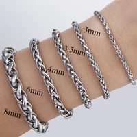 346810mm men women bracelet gold silver color stainless steel wheat link chain bracelets male jewelry gifts wholesale dkbm08