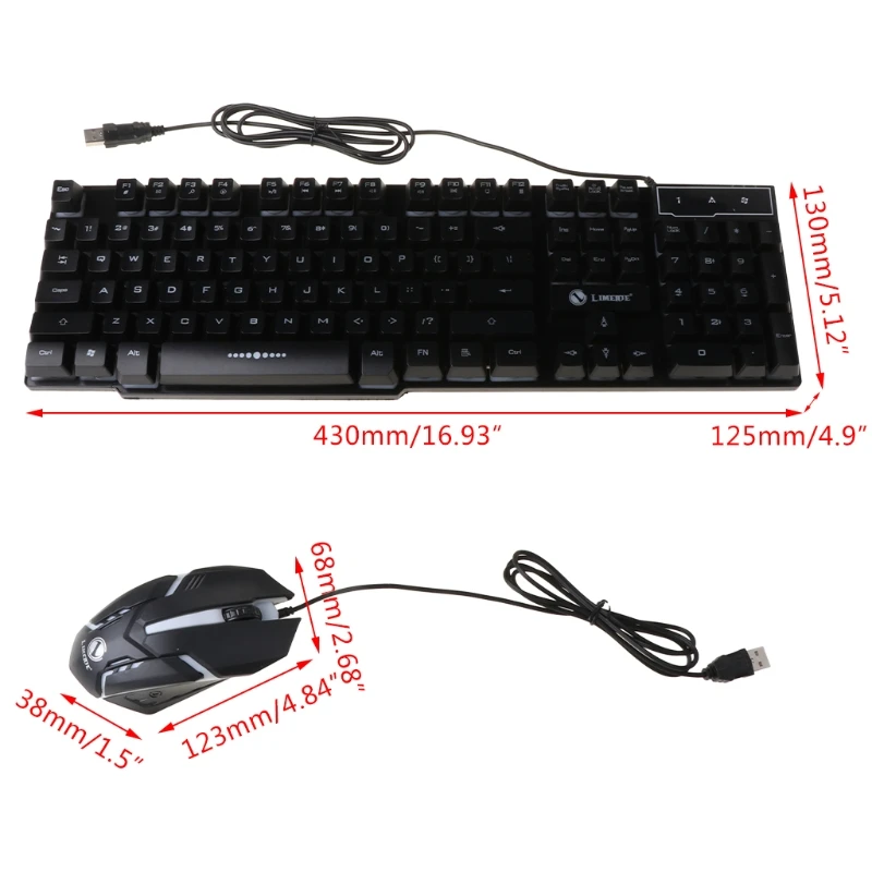 

GTX300 USB Wired 104 Keys RGB Backlight Ergonomic Gaming Mouse Keyboard Set