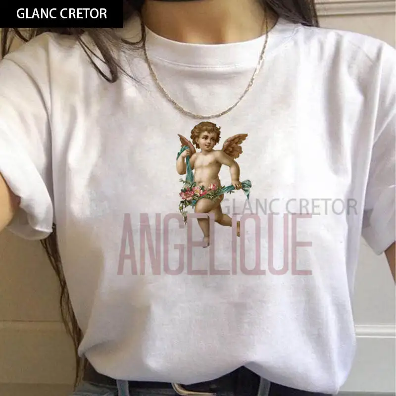 

Angels Aesthetic Ullzang 90s Graphic T-shirts Grunge Korean Style Tshirt Harajuku Vintage T Shirts Women Hip Hop Top Tees Female