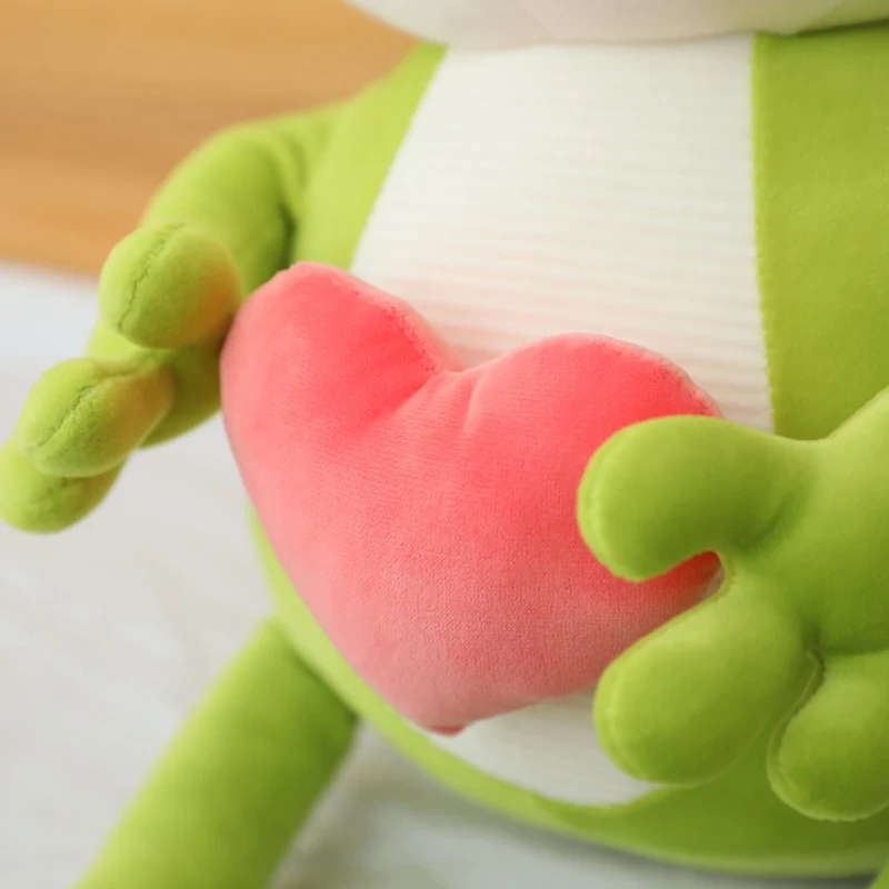 

45/60/80cm New Big Mouse Frog With Heart Plush Toy Soft Stuffed Cartoon Animal Long Legs Crown Frog Doll Bedroom Decor Kids Gift