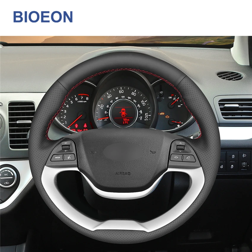 Ручная строчка черная искусственная кожа фотокожа для Kia Morning 2011-2016 Picanto 2012-2015 |