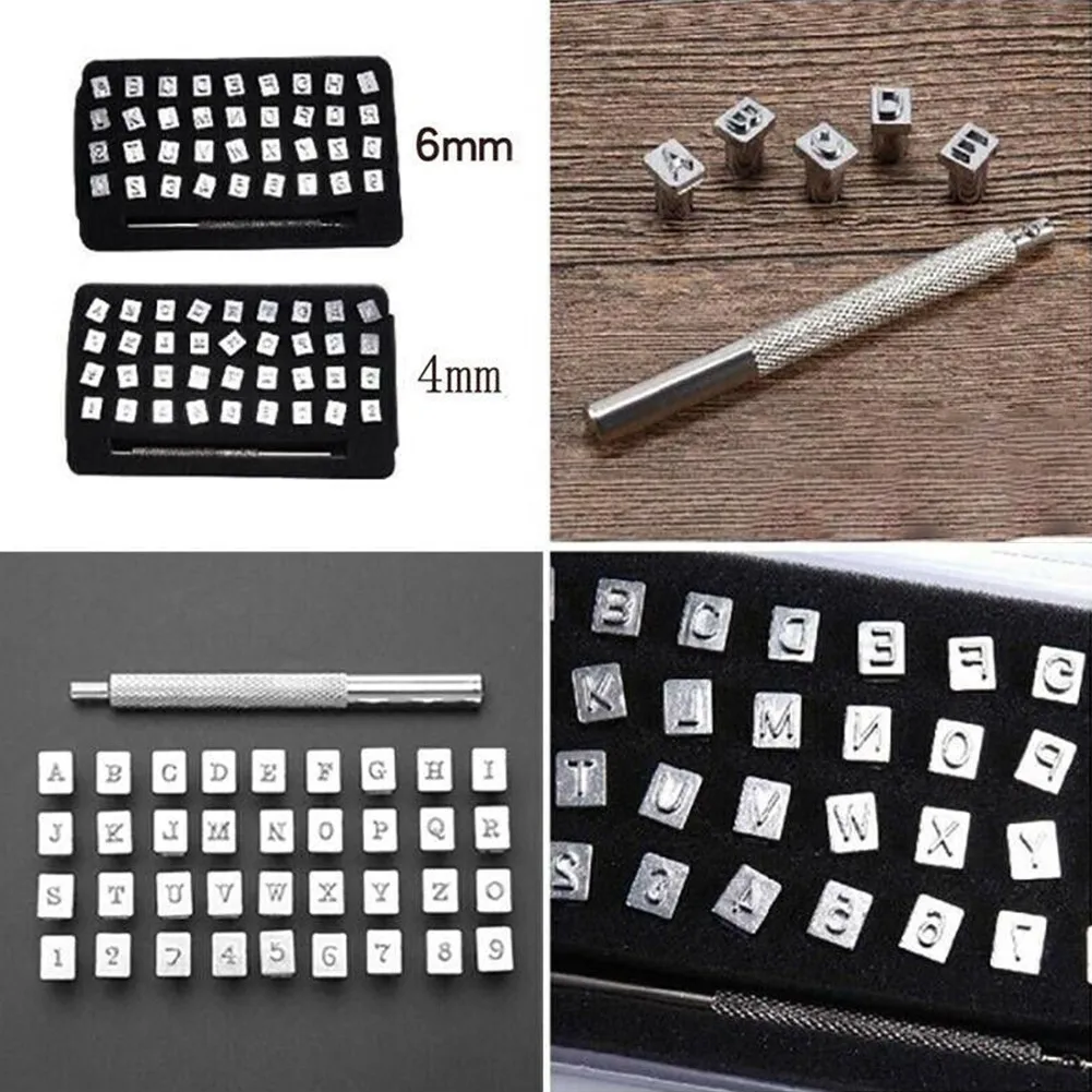 

36pcs Stamp Metal Leather Alphabet Letter Punch Set Logo Stamps Craft Tool 4/6mm Photo Album Crafts Mould Cards Punch Stencils