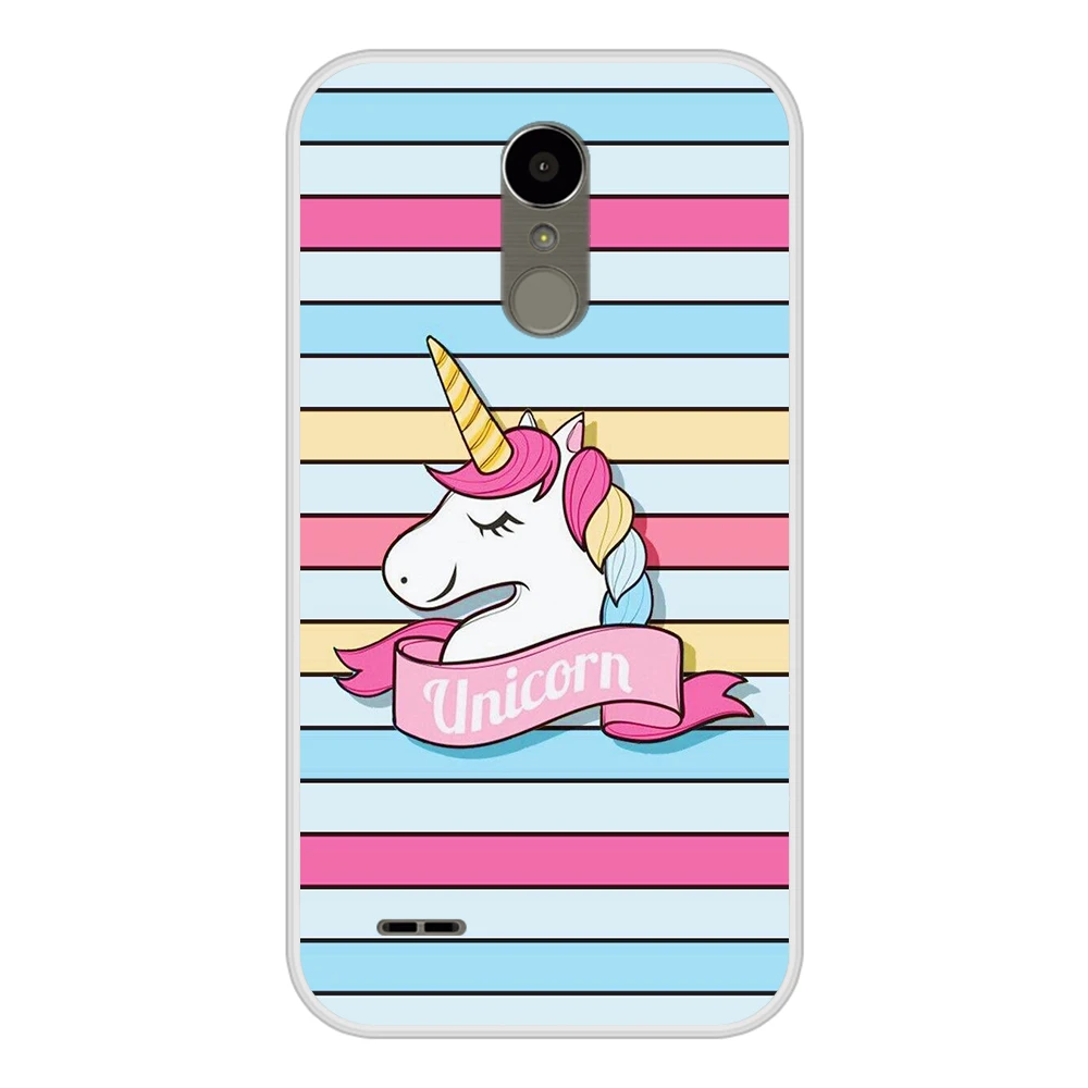 Силиконовый чехол для телефона LG K10 2017 милый Радужный Единорог задняя крышка K 10