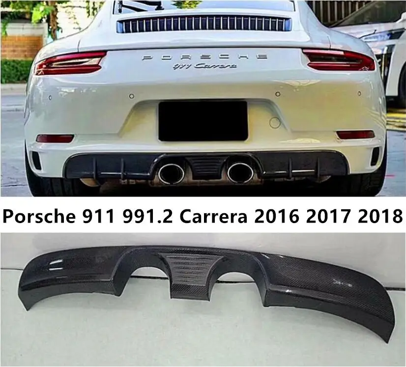 

Диффузор для заднего бампера Porsche 911 991,2 Carrera 2016 2017 2018, спойлер для двери багажника из настоящего углеродного волокна