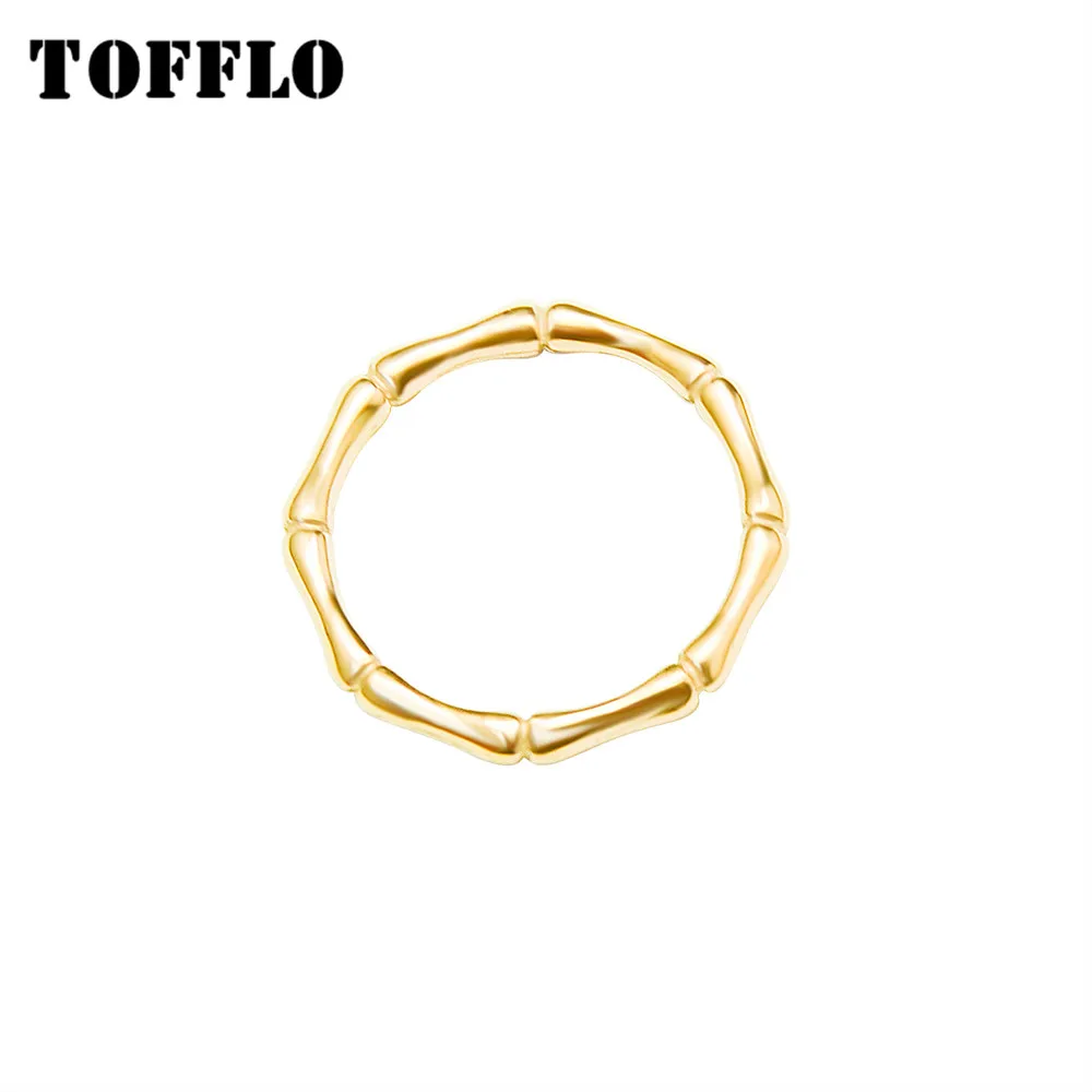 

TOFFLO Stainless Steel Ring Bamboo Design Ring Simple Fashion Female Jewelry BSA084