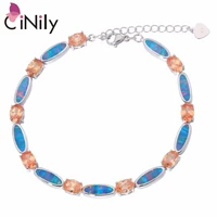 cinily created rainbow fire opal morganite silver plated wholesale fashion jewelry for women wedding chain bracelet 9 12 os598