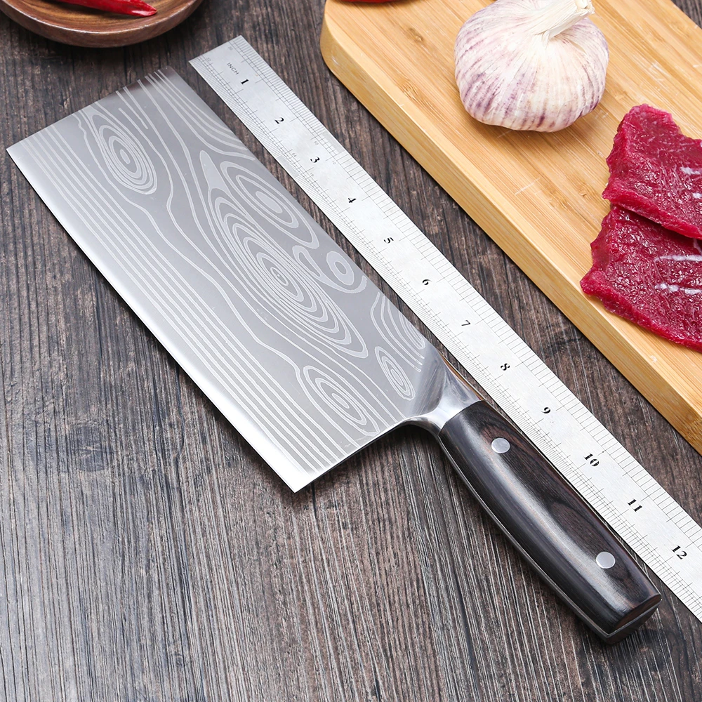 

Sharp Chopping Knife Kitchen Knives 8 Inch 4cr13 Stainless Steel Pattern Blade Vegetable Cutting Chef Meat Slicer Cooking Tool