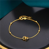 ubestnice pure 18k yellow gold bracelets trendy office 750 rose gold double circles fine jewelry for women girl gift all match