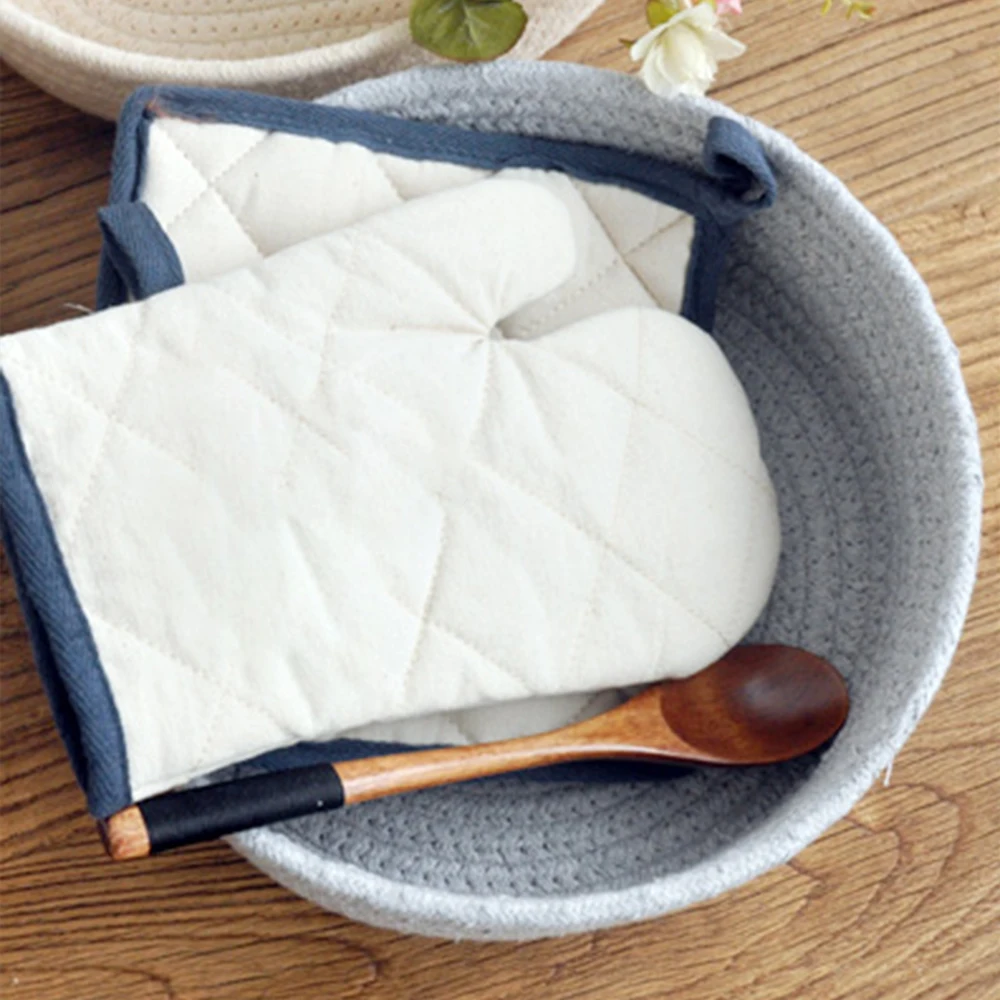 Круглая корзина ручной работы Вязаная хлопковая офисный органайзер для