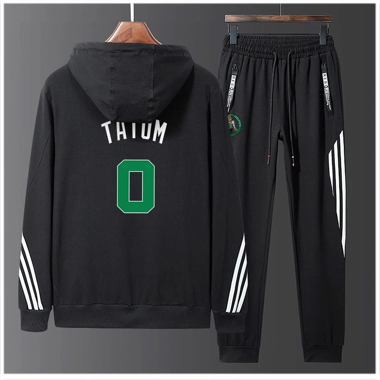 

Мужская Новая американская баскетбольная трикотажная одежда #0 Jayson Tatum Boston Celtics Крутая толстовка худи куртка комплект из двух предметов на м...