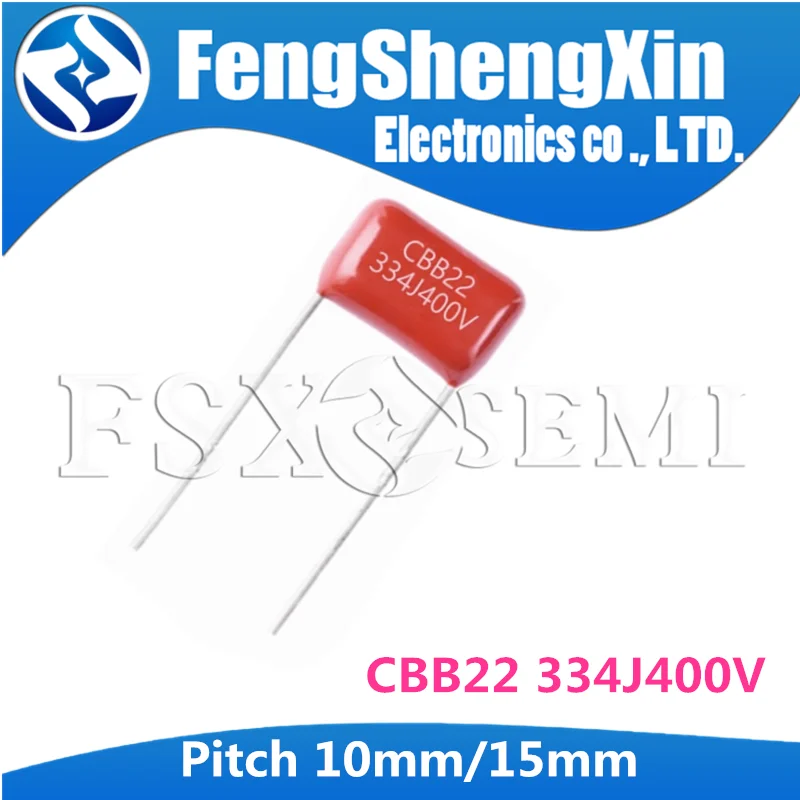 10 шт. CBB22 400V334J 0 33 мкФ шаг мм 15 400 в 334 НФ CBB полипропиленовый пленочный