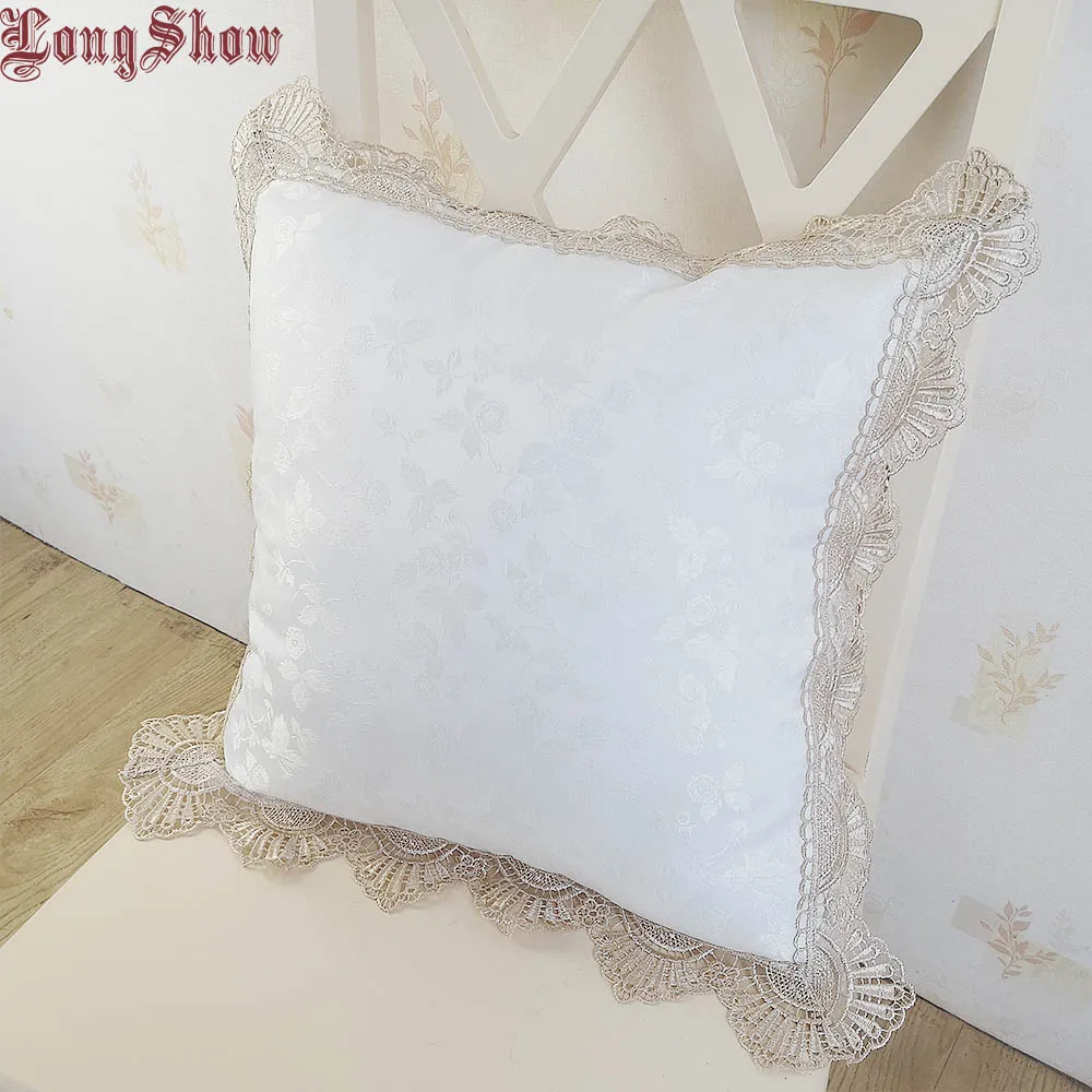 LongShow, Новое поступление, мягкий, плюшевый, жаккардовый, 45x45 см, квадратный чехол для подушки, наволочка с элегантной кружевной отделкой - Цвет: 0109