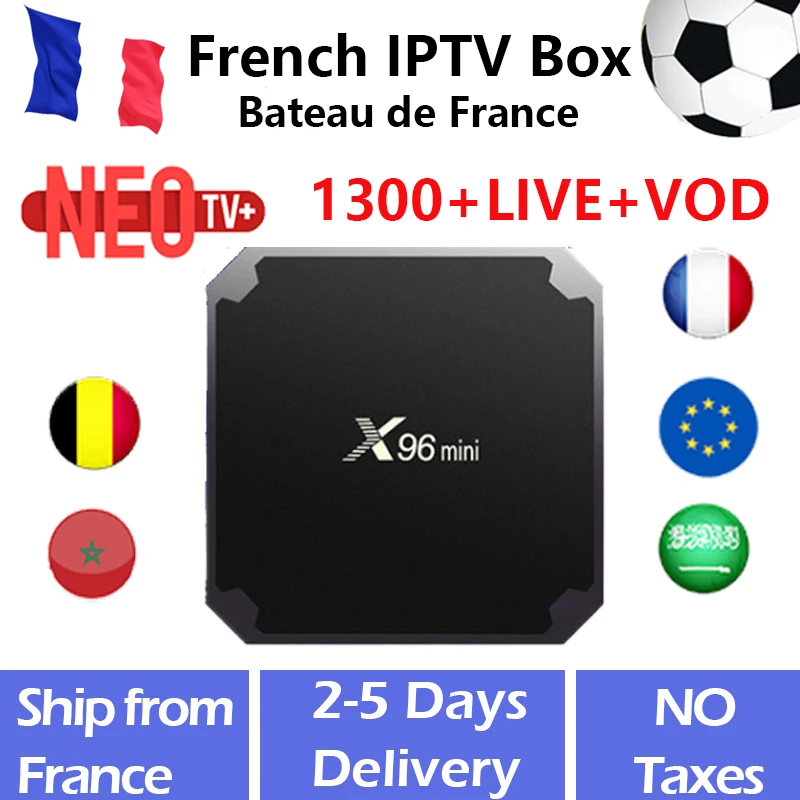 Французский IP tv box X96 Мини android tv box 9,0+ с системой Neo IPTV подписка 1200+ live+ vod tv Франция Бельгия арабский Марокко smart tv box