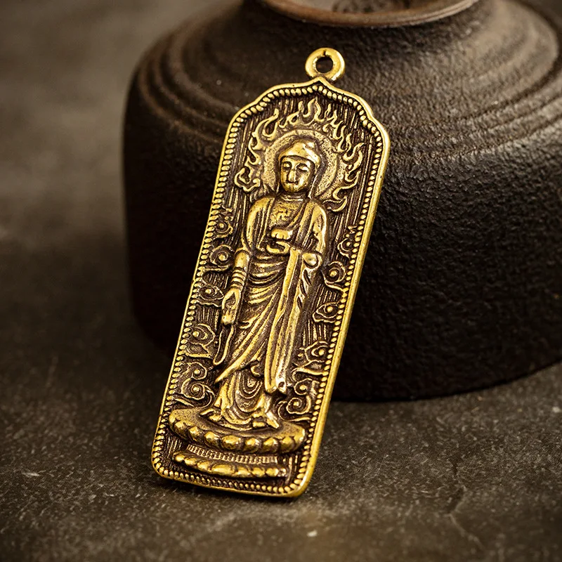 Винтажная латунная подвеска в виде буддистской мантры маленькая бронзовая бирка