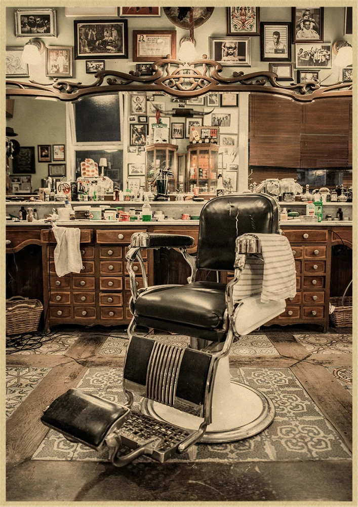 Тату Парикмахерская крафт бумага постер Бар Кафе гостиная столовая настенные