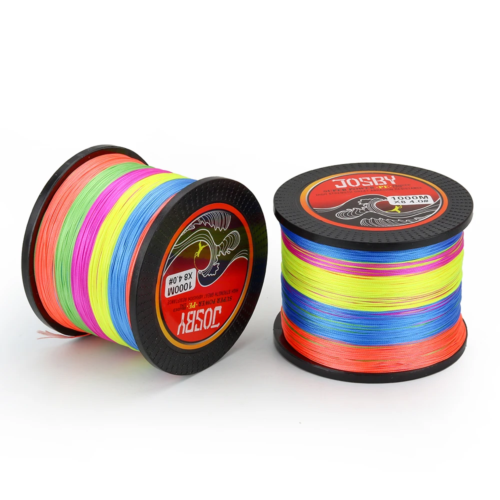 JOSBY 300M 500M 1000M  8 Strands 10-78LB New PE Braided Fishing Wire Multifilament Super Strong Fishing Line Japan Multicolour