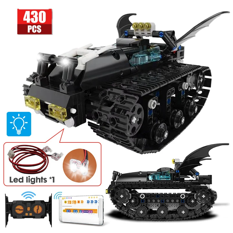 

430pcs Remote Control Off-Road Racing Car Bricks LED RC APP Bat Vehicle Truck Tank Building Blocks Toys Boys New Year Gifts