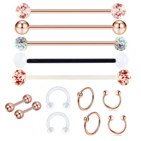 13pcsset industrial barbell piercing ear cartilage earring helix stud straight long bar earring body jewelry