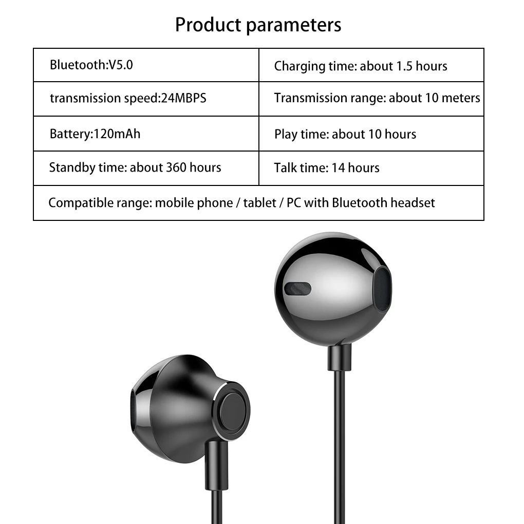 

Neckband Sports Wireless Bluetooth Earphone Mini in-ear Running Headset With Mic for iPhone 11 Pro Max Huawei Most Smartphones