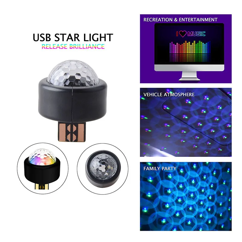 Универсальная USB Светодиодная Звездная атмосферная лампа Автомобильный