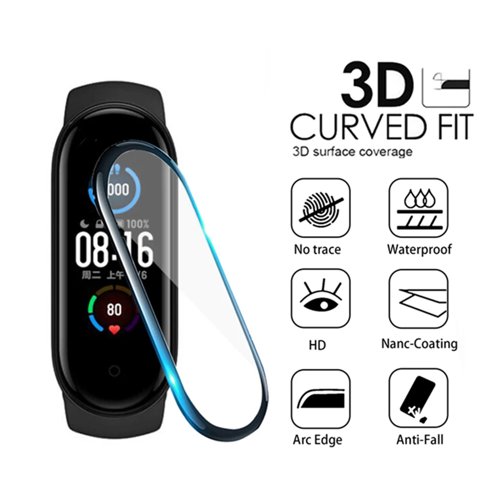

3D Protective films for Xiaomi mi band 5 Cover for xiomi miband6 miband 5 Full Curved Smart Watchband 5 6 soft Screen Protector