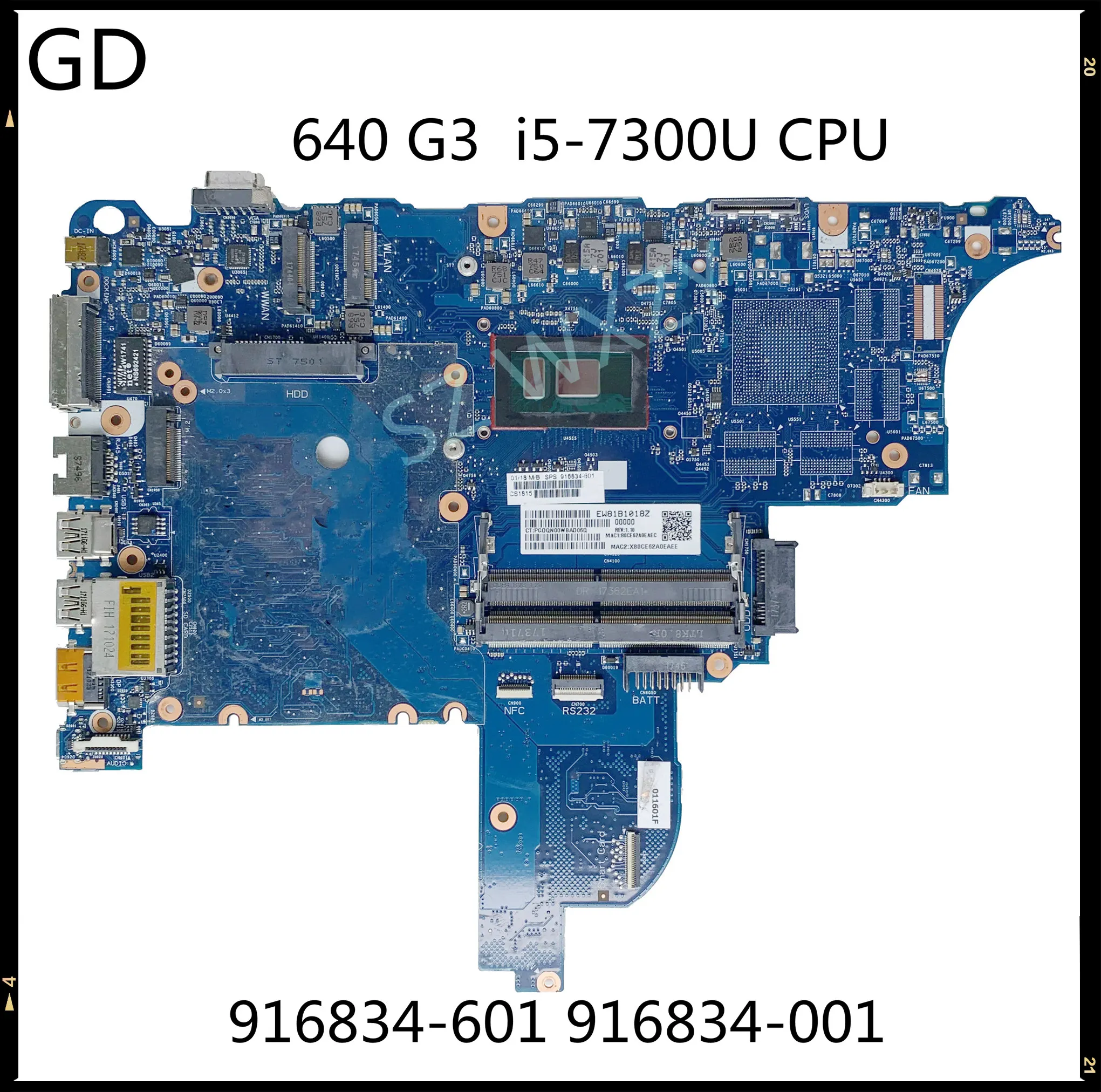 GD оригинал для струйного принтера HP Probook 640 G3 Материнская плата ноутбука 916834-601