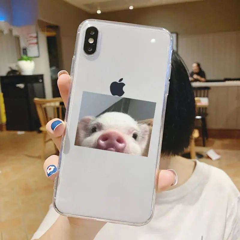 

Cute Little Pink Pet Pig animl Phone Case Transparent for iPhone 6 7 8 11 12 s mini pro X XS XR MAX Plus
