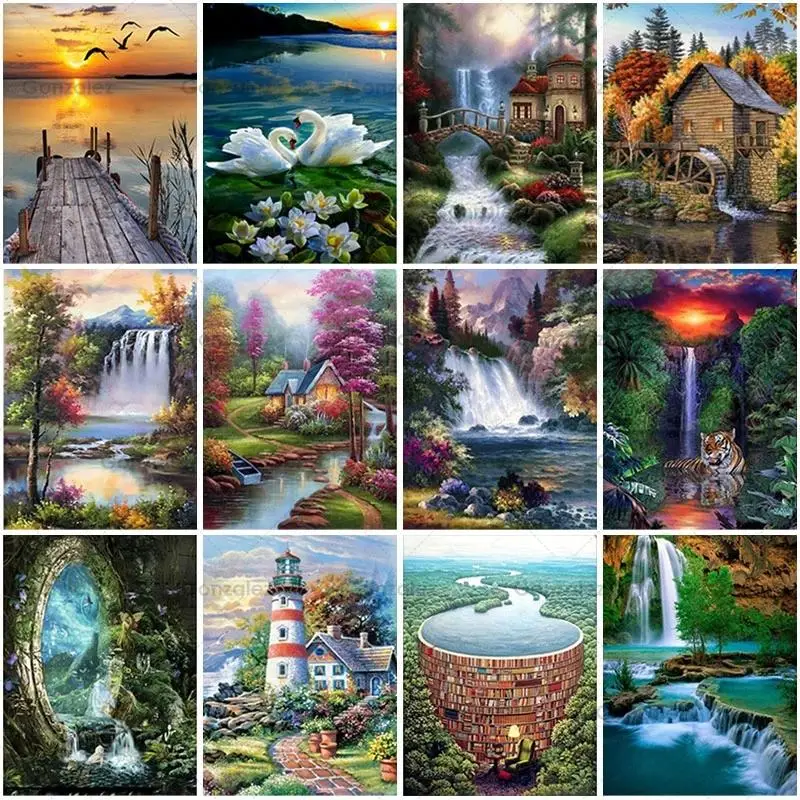 

Full Drill Embroidery Scenery 5D Diy Diamond Painting Wall Home Decoration Mosaic Landscape Cross Stitch Art Handmade Gifts
