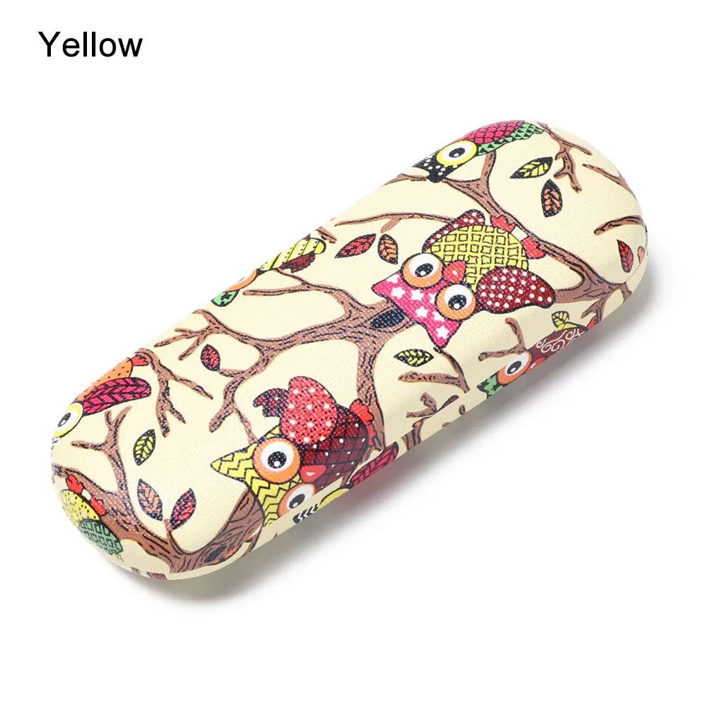 yellow 1 шт., Чехол для очков с масляным рисунком, футляр для женщин, жесткий кожаный чехол для очков для чтения, для мужчин, Ретро стиль, унисекс, цветочный принт, защита для очков - Цвет: yellow