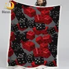 BlessLiving Red Black Dice Throw Blanket 3D Modern Furry Blanket Gray Plush Bedspread Game Soft Custom Blanket Mantas De Cama 1