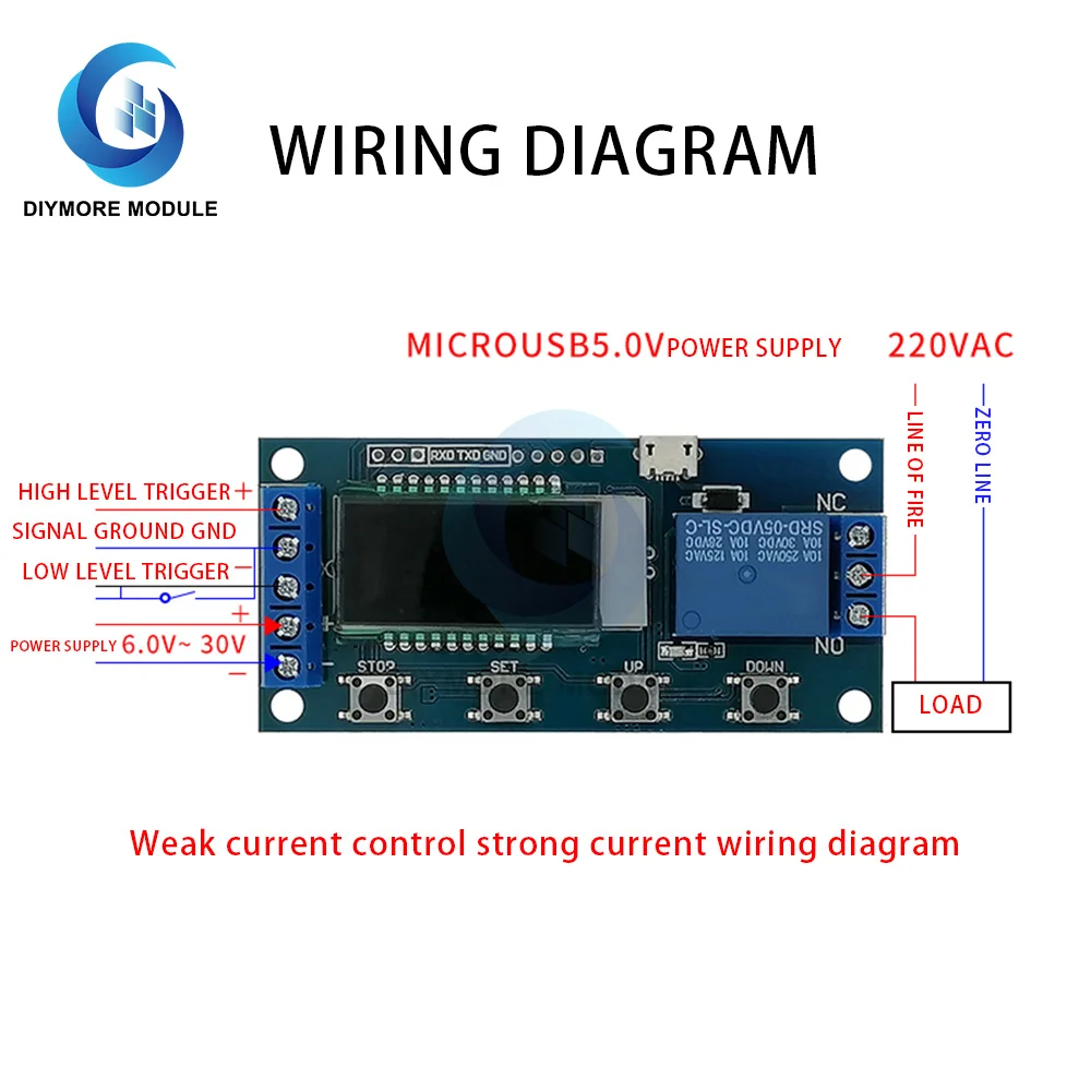 Релейный модуль DC 6-30 в Micro USB 5 В реле времени с задержкой 10 А переключатель