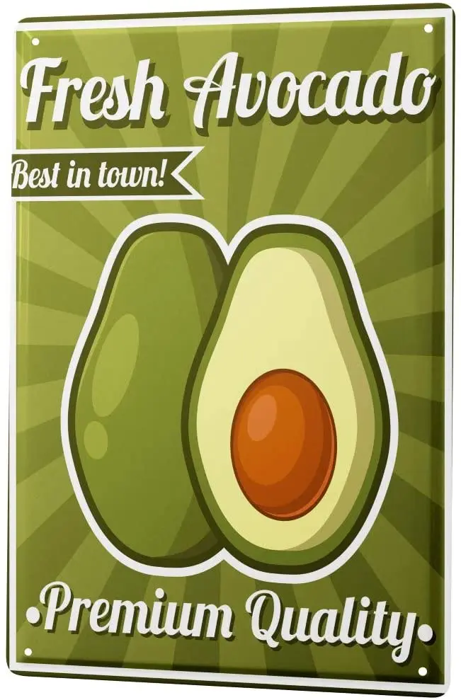 

Tin Sign Metal Plate Decorative Sign Home Decor Plaques Kitchen Avocado