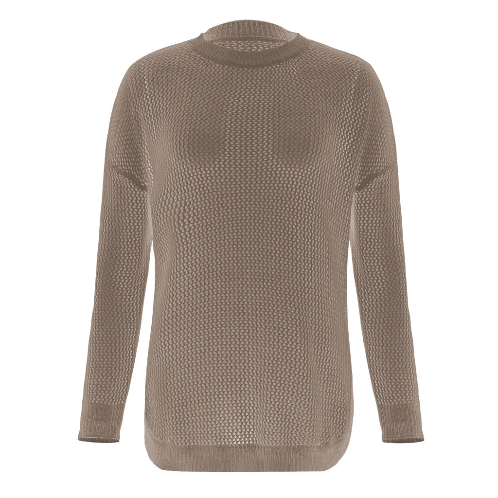 Женский свитер однотонный Кардиган с длинным рукавом ажурный топ 2019 женская