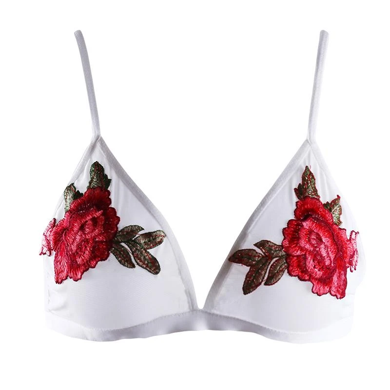 

Fashion Sexy Women Bra Plunging Applique Floral Lace Bra Lingerie Embroidery Flowers Bra Underwear
