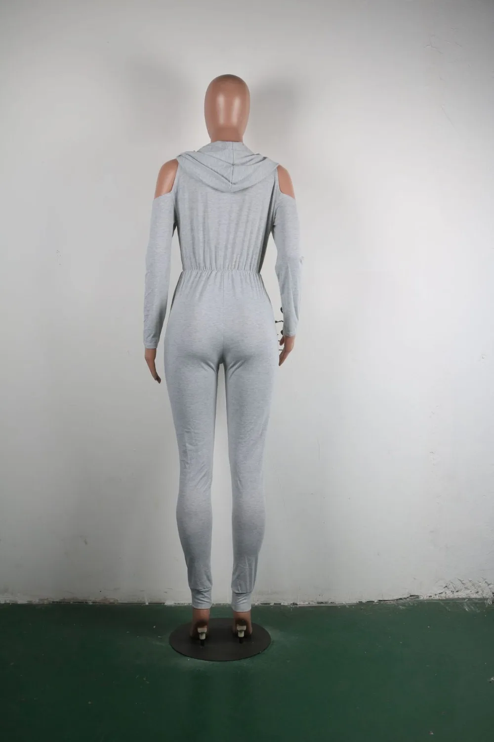 

Off Shoulder Sexy Solid Jumpsuit Women Hooded Long Sleeve Casual Long Bodysuit Autumn Front Zipper Streetwear Overalls A8296