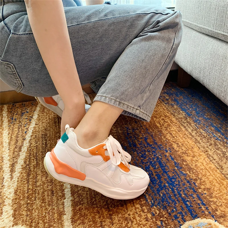 

White Running Shoes For Women 2021 Platform Mesh Casual Sneakers Women's Sports Shoes Breathable Comfort Jogging Walking Shoes