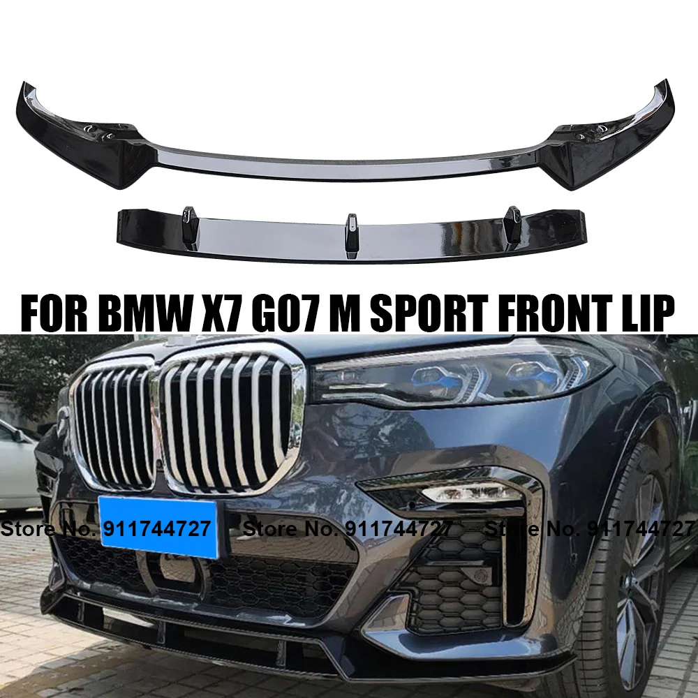 

For BMW X7 G07 M-SPORT 2019-2021 Gloss Black Front Bumper Lip Spolier 2PCS/SET ABS Material