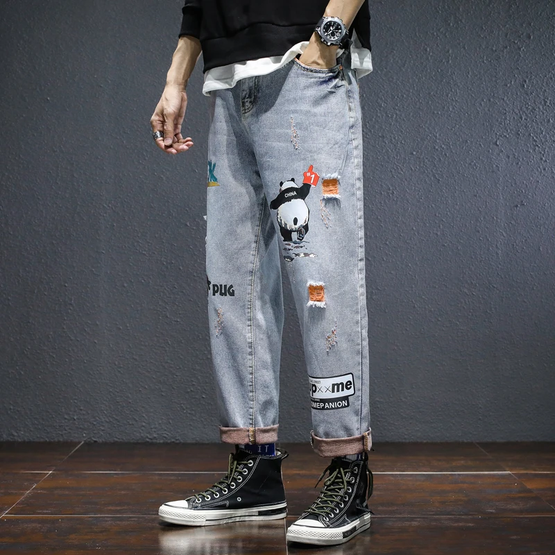 Новинка весна-лето 2019 модные трендовые повседневные джинсы в Корейском стиле для