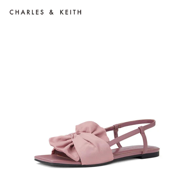 CHARLES＆KEITH Новинка на 2020 CK1-70390264Женские босоножки Кинк украшения Плоскем каблуке |