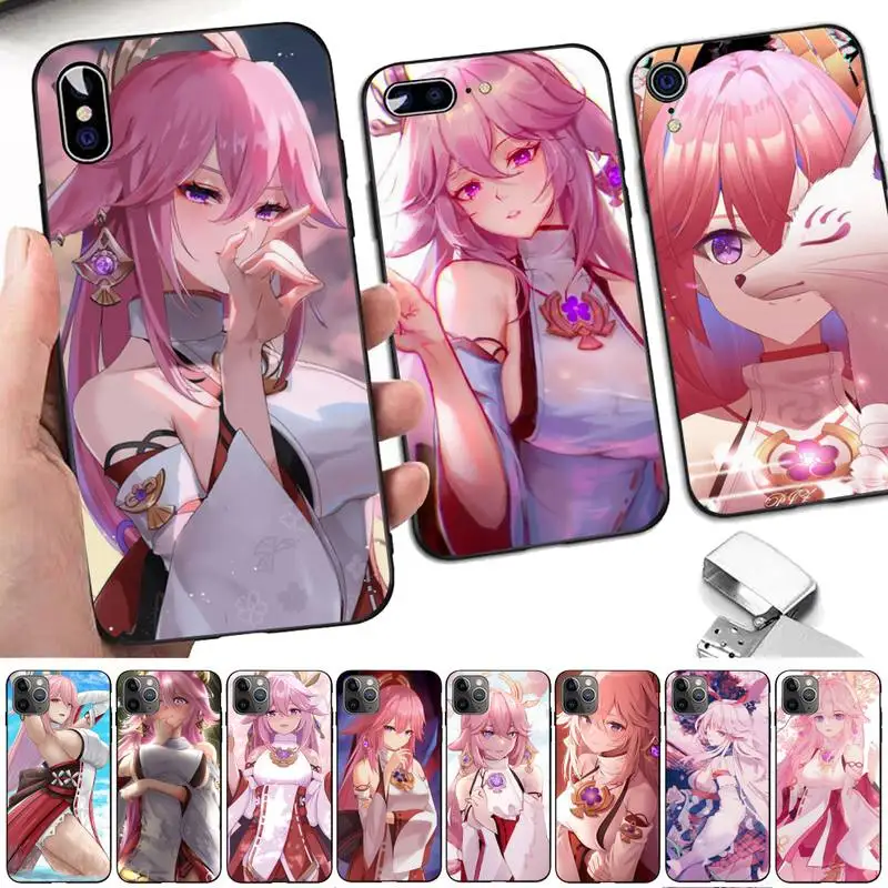 

Yae Miko Genshin Impact Phone Case for iphone 13 11 12 13 mini pro XS MAX 8 7 6 6S Plus X 5S SE 2020 XR case
