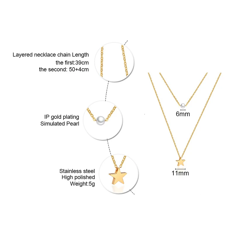 

Vnox Women Star Moon Coin Charm Double Layers Choker Necklaces Gold Color Stainless Steel Female Party Gifts Jewelry