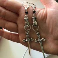 victorian mini hand earrings sword earrings gothic earrings weird earrings alternative mysterious womens jewelry gifts