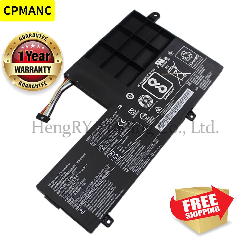 Аккумулятор CPMANC L14L2P21 для ноутбука LENOVO Yoga 500-14ISK S41-70 S41-75 S41-70AM-IFI S41-35 L14M2P21 2ICP6/54/90 7,4 V 30WH