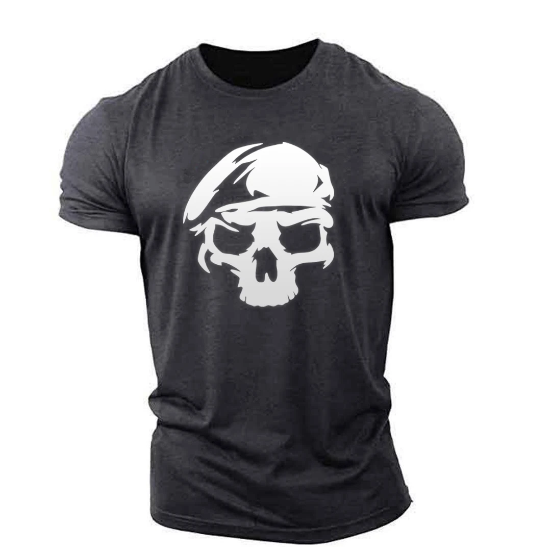 

Beret Skull graphic t shirts For Muscles Men t-shirt Sportswear Outdoor Light, Thin And Breathable elasticity T-Shirts
