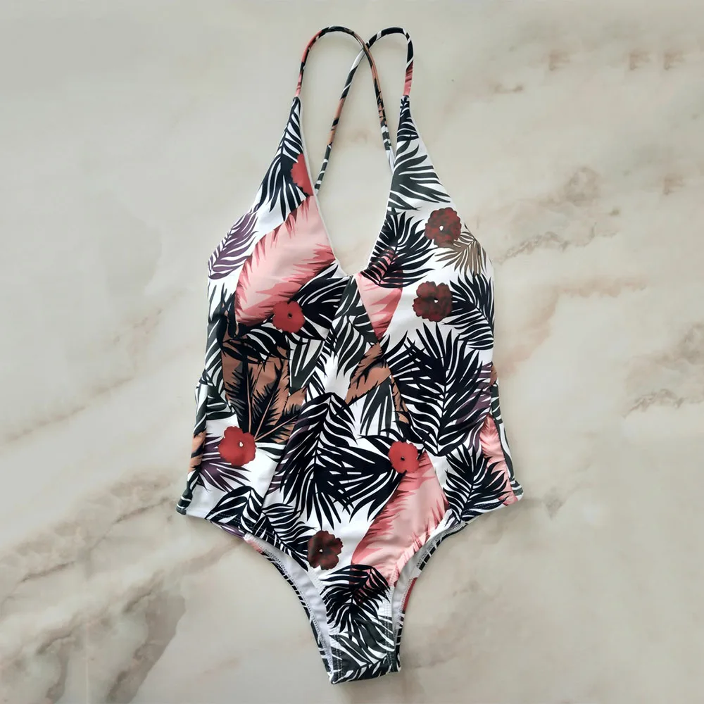 Сексуальный сдельный Купальник для женщин с принтом на бретелях Maillot de bain femme купальник с открытой спиной пляжный летний Купальник Бразилия