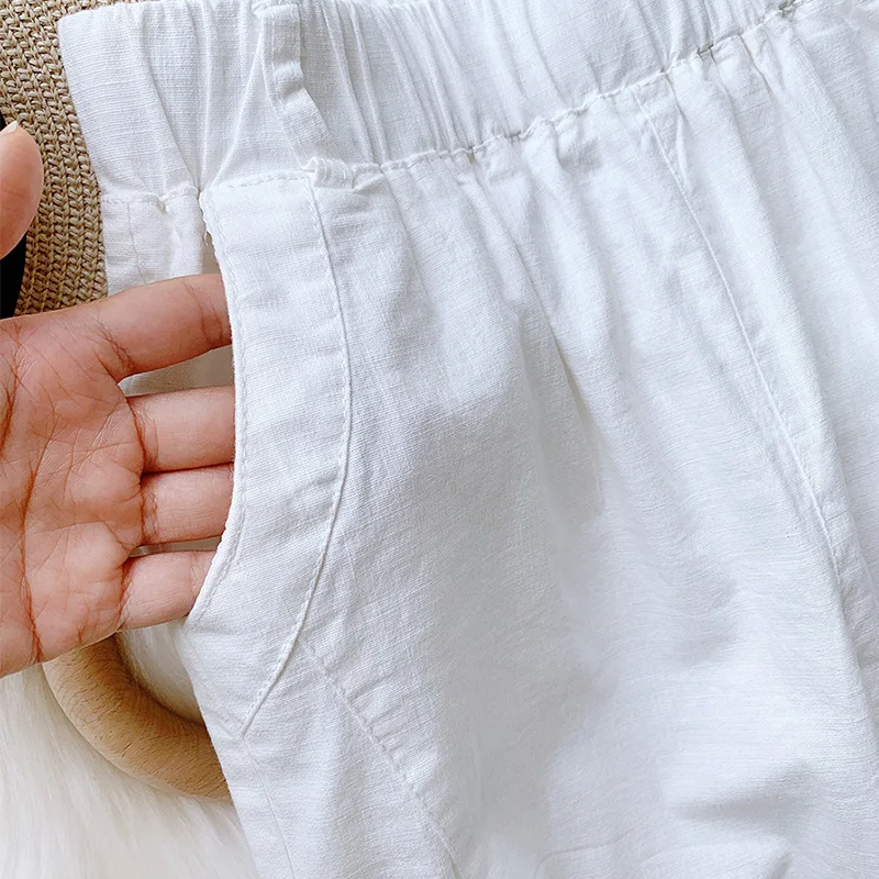 Брюки-султанки женские летние из хлопка и льна с высокой талией | Женская одежда